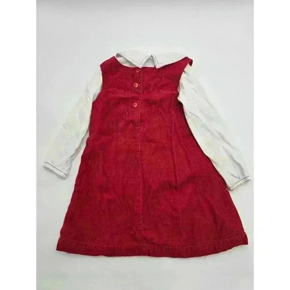 Cre8ions Girl's Size 4T Red Gingerbread Christmas Overall Dress w/Matching Shirt - Picture 4 of 6